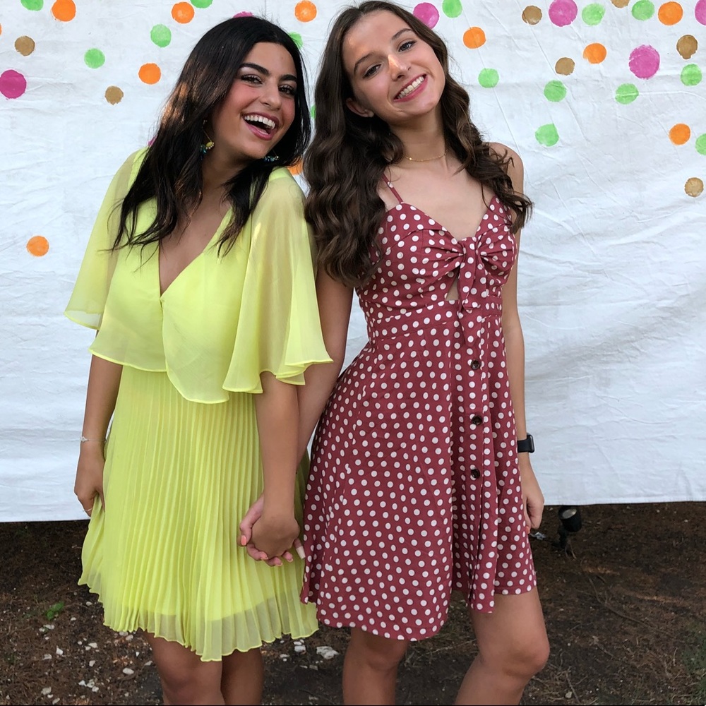 White polka dot dress with front tie!